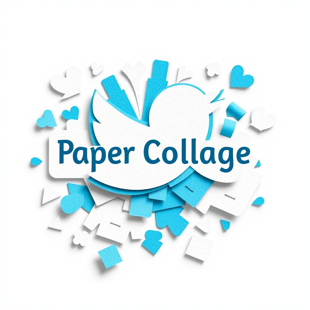 A creative logo design inspired by Twitter, featuring the name "Paper Collage"