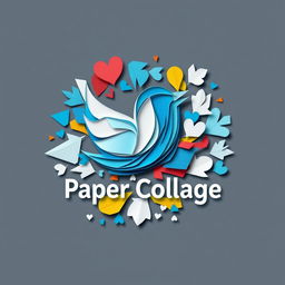 A visually striking logo design inspired by Twitter, featuring the name "Paper Collage"