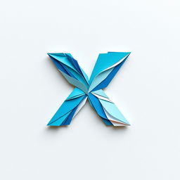 A creative logo design featuring the letter 'X', inspired by Twitter's branding, rendered in a unique paper collage style