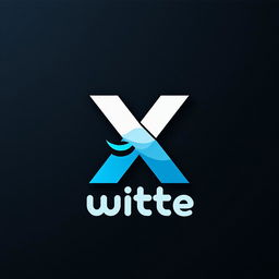 A modern logo design featuring the letter 'X', inspired by Twitter's branding, set against a dramatic dark paper collage background