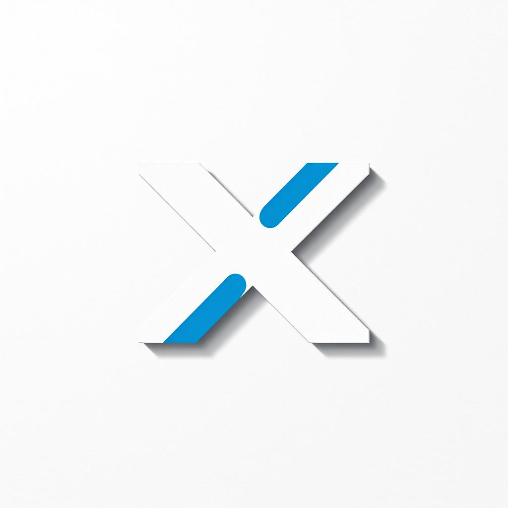 A modern logo design featuring the letter 'X', inspired by Twitter's branding, set against a textured paper background