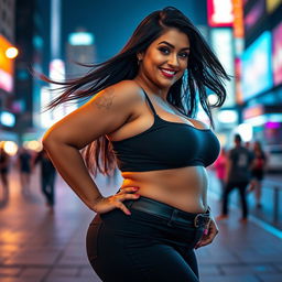 A stunning, voluptuous woman with an eye-catching, curvy figure and a huge ass