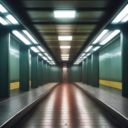 An eerily empty, abandoned subway station of an alien civilization