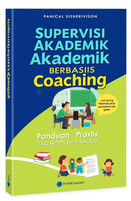 A visually engaging book cover design for 'Supervisi Akademik Berbasis Coaching: Panduan Praktis bagi Kepala Sekolah'