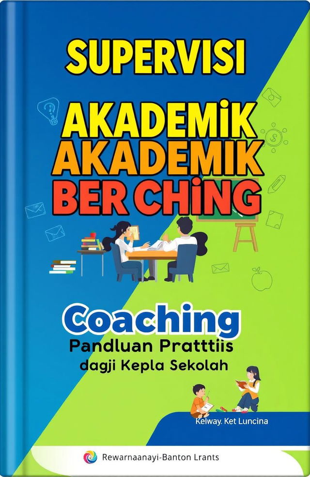 A visually engaging book cover design for 'Supervisi Akademik Berbasis Coaching: Panduan Praktis bagi Kepala Sekolah'