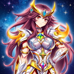 A beautiful Japanese character inspired by Saint Seiya, featuring striking anime-style aesthetics