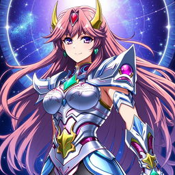 A beautiful Japanese character inspired by Saint Seiya, featuring striking anime-style aesthetics