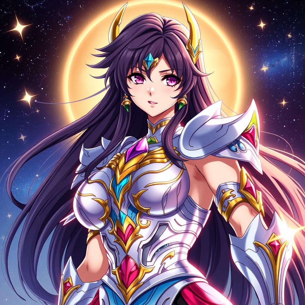 A beautiful Japanese character inspired by Saint Seiya, featuring striking anime-style aesthetics