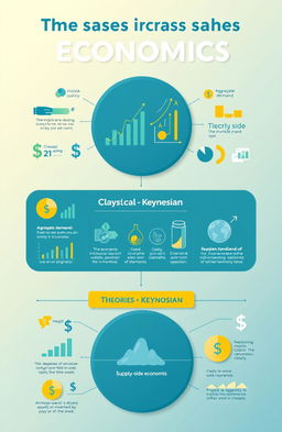An engaging infographics design illustrating various theories of economics