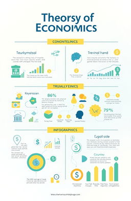 An engaging infographics design illustrating various theories of economics