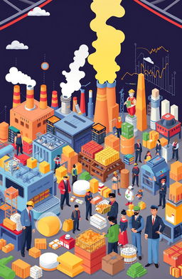 A visually engaging and informative illustration that represents the theory of economic production
