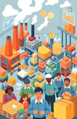A visually engaging and informative illustration that represents the theory of economic production