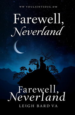 A book cover design for 'Farewell, Neverland' by Soulsisters_UwU, featuring a dark and mysterious theme similar to the cover of 'Six of Crows' by Leigh Bardugo