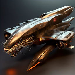 long leopard-like futuristic jet fighter