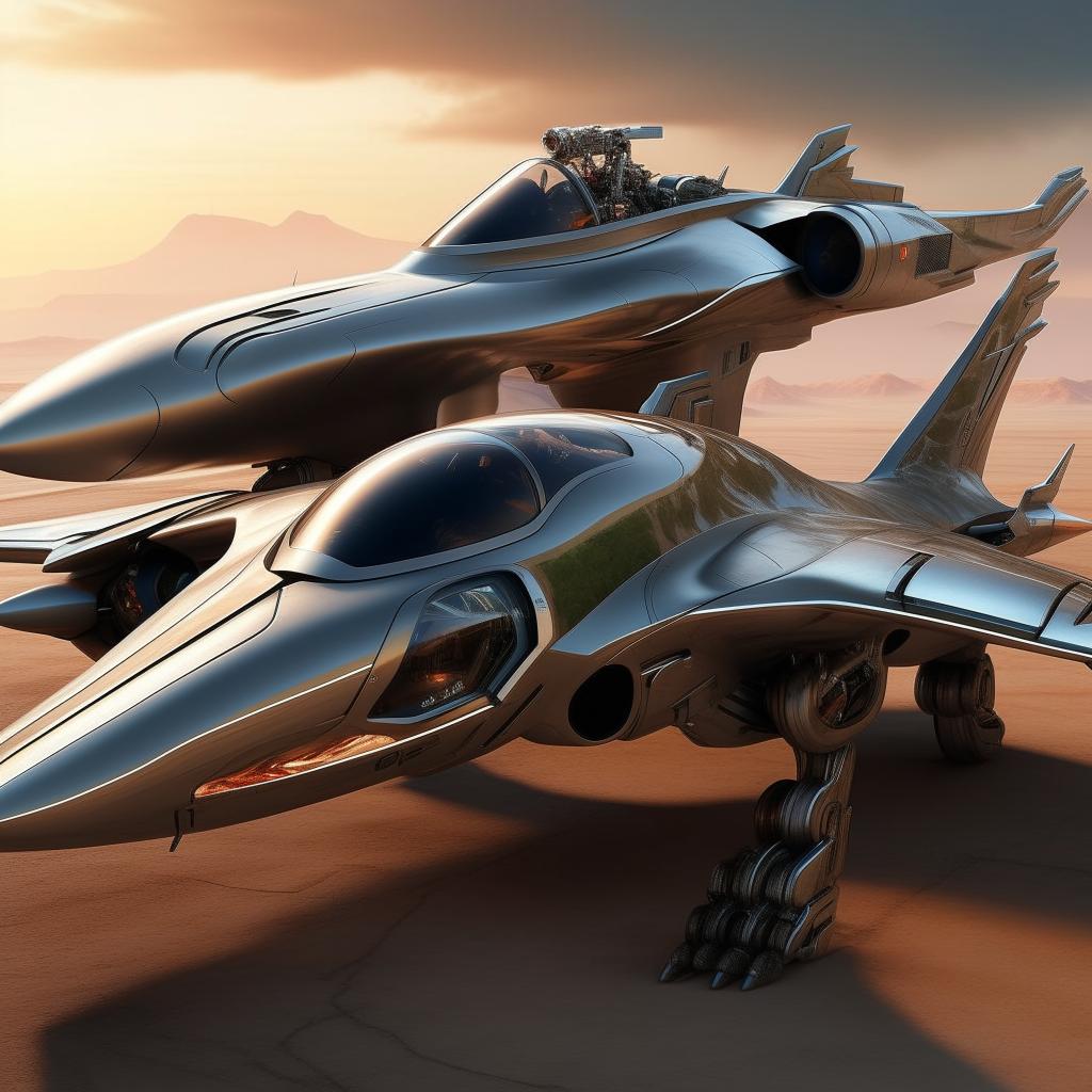 long leopard-like futuristic jet fighter