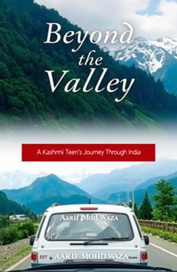 A scenic image depicting a vehicle navigating through the stunning mountains of Kashmir, with lush greenery and snow-capped peaks in the background