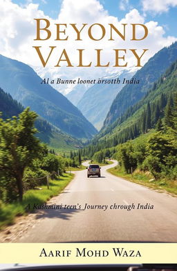 A scenic image depicting a vehicle navigating through the stunning mountains of Kashmir, with lush greenery and snow-capped peaks in the background