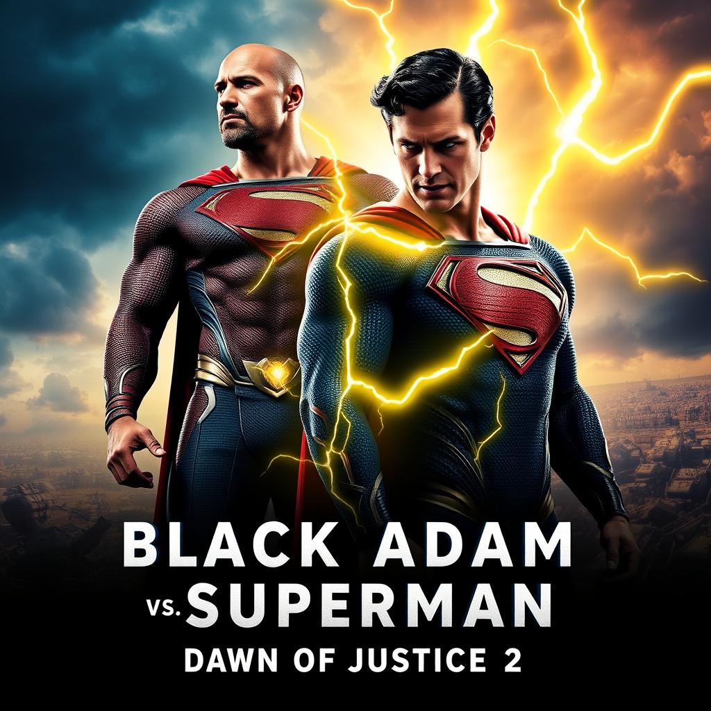 A striking promotional image for 'Black Adam vs