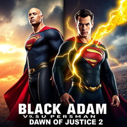 A striking promotional image for 'Black Adam vs