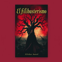 A captivating book cover design for 'El Filibusterismo' featuring a somber and mysterious atmosphere