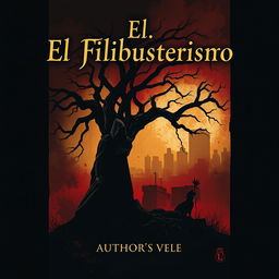 A captivating book cover design for 'El Filibusterismo' featuring a somber and mysterious atmosphere