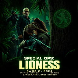 An intense and suspenseful poster concept for 'Special Ops: Lioness – Season 2 (2024)'