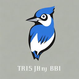 A happy blue jay bird posed with its chest to the right, neck turned, and head looking left