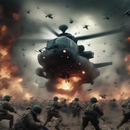 An extremely intense and horrifying depiction of a World War scene, amplified 10,000 times