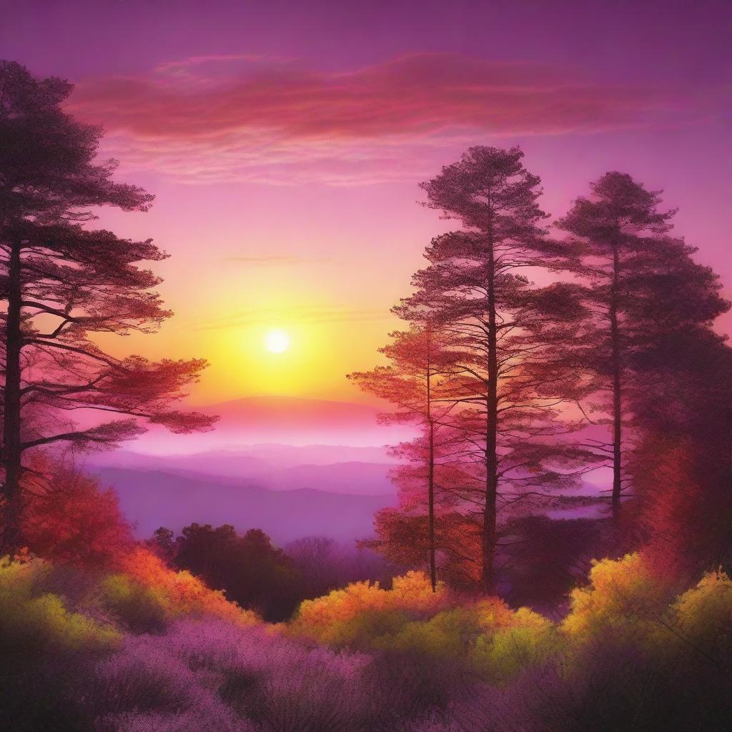 In a beautiful twist of nature, visualize the sun rising majestically from the west, illuminating the sky in stunning hues of pink, orange, and yellow