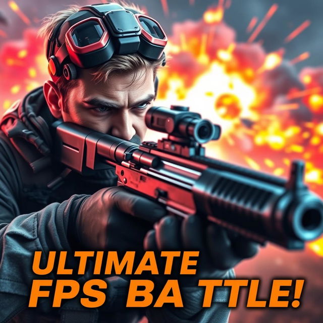 A stunning YouTube video thumbnail featuring an intense first-person shooter (FPS) gaming scene