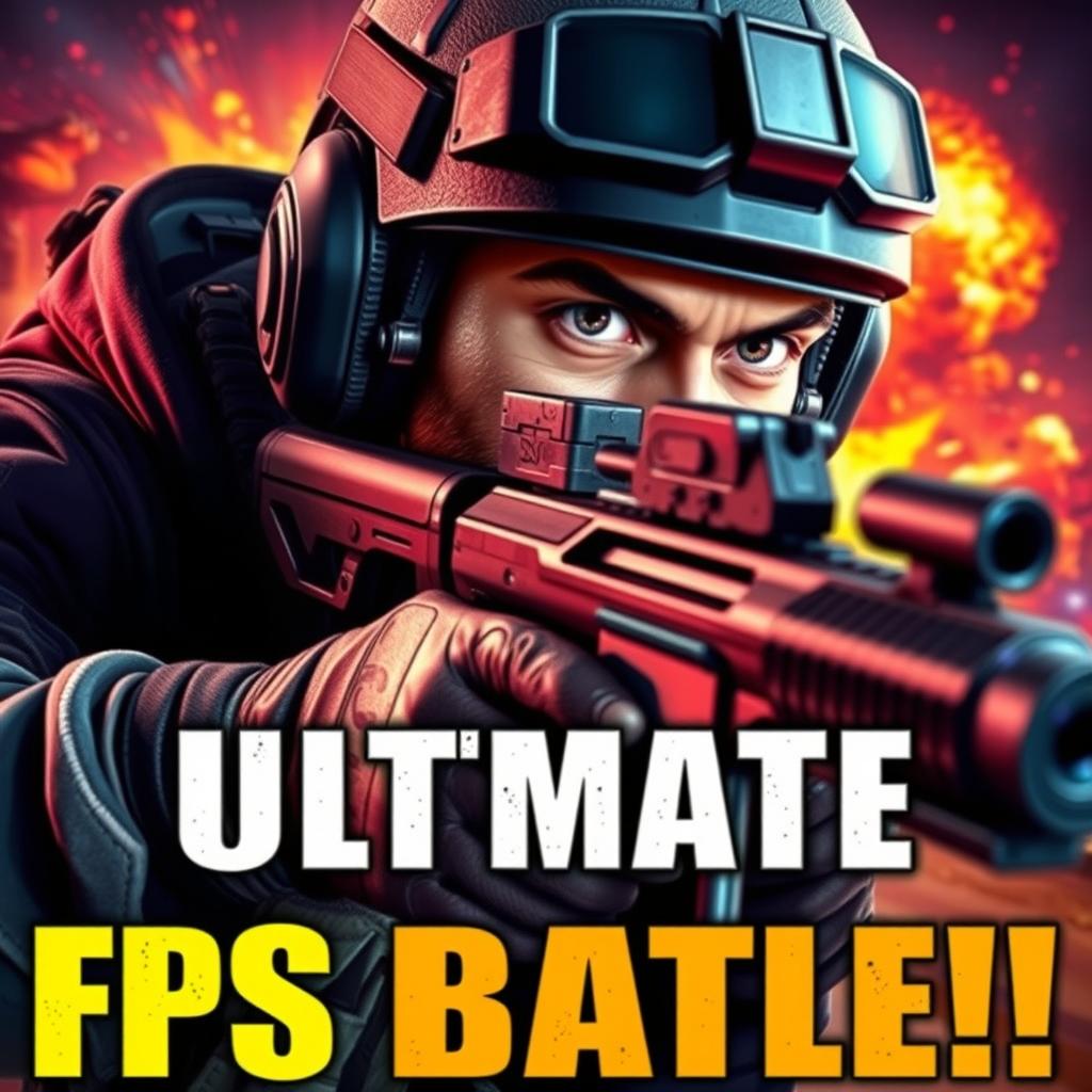 A stunning YouTube video thumbnail featuring an intense first-person shooter (FPS) gaming scene