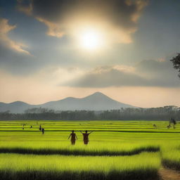 Capture a vast, flat expanse known as Padang Mahsyar depicting the resurrection of all humans