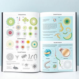 A visually striking front page showcasing the processes of division, gamete production, and vacuole production in microscopic algae and protozoa