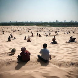 Reimagine the scene at Padang Mahsyar, now visualize as an endless expanse of sizzling hot sand under the glaring sun, just a hand span away