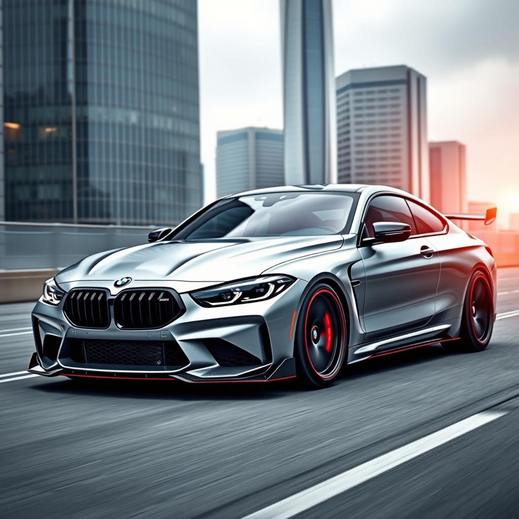 A modified BMW G82 coupe featuring a stunning body kit that enhances its aggressive stance and sporty aesthetics