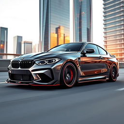 A modified BMW G82 coupe featuring a stunning body kit that enhances its aggressive stance and sporty aesthetics