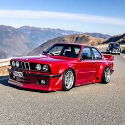 A beautifully modified BMW E24 coupe featuring a custom body kit that accentuates its classic lines and sporty character