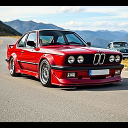 A beautifully modified BMW E24 coupe featuring a custom body kit that accentuates its classic lines and sporty character