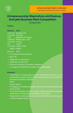 Guideline for writing a business proposal for the Entrepreneurship Workshop and Business Plan Competition organized by the Faculty of Animal Science, Unsoed in 2024