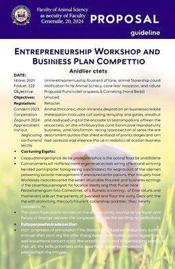 Guideline for writing a business proposal for the Entrepreneurship Workshop and Business Plan Competition organized by the Faculty of Animal Science, Unsoed in 2024