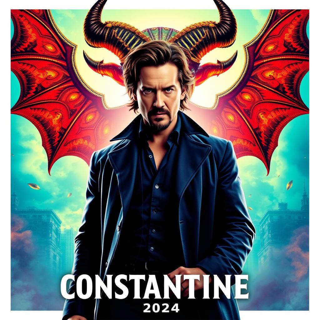 An eye-catching and vibrant poster for the upcoming movie 'Constantine 2'