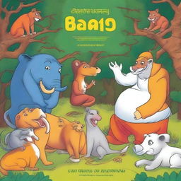 A vibrant and captivating comic strip illustration of a Panchatantra fable, filled with anthropomorphic animals and moral lessons