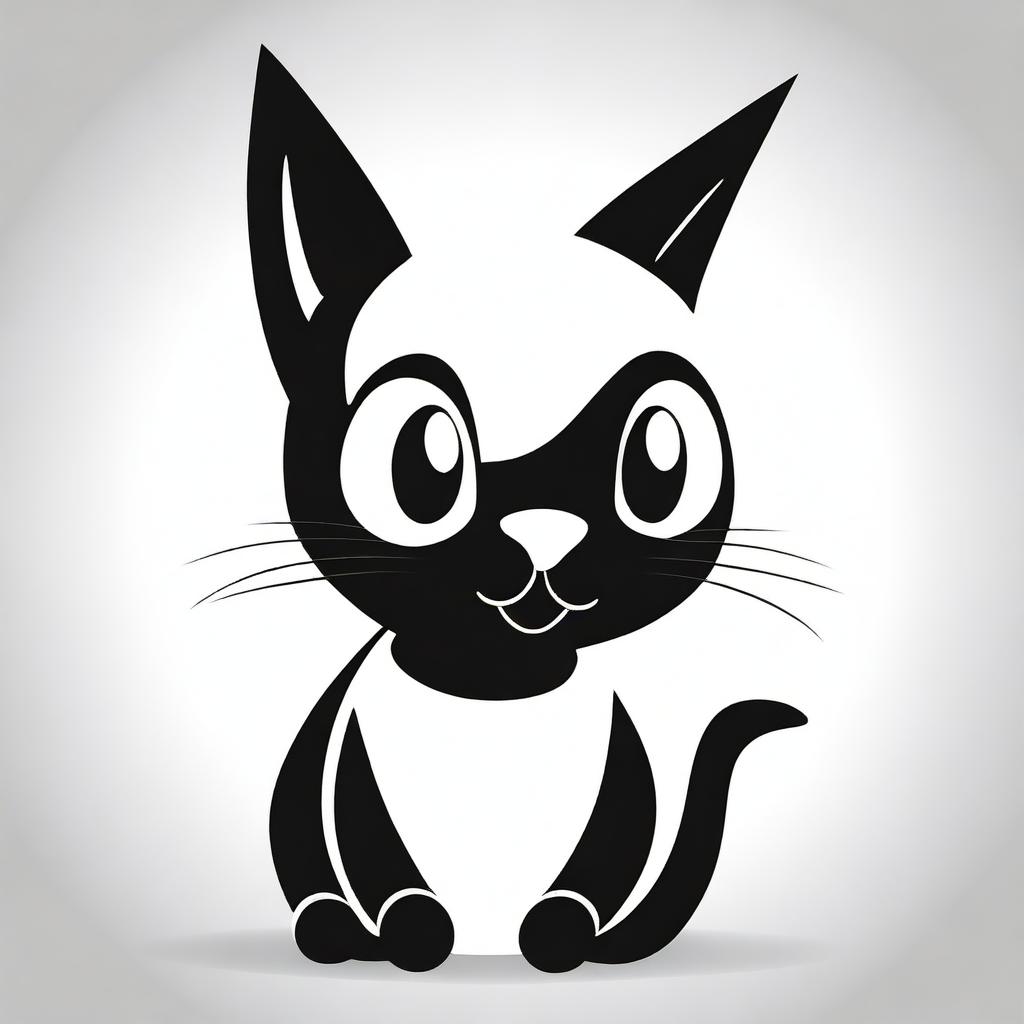 A plain black and white cartoon illustration of a black cat. No background or added special effects.