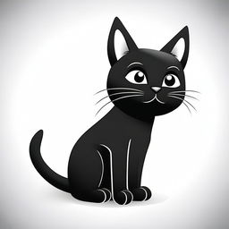 A plain black and white cartoon illustration of a black cat. No background or added special effects.