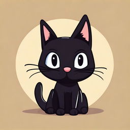 A simple black cat designed in a classic old-school cartoon style, with expressive features and a cheeky character.