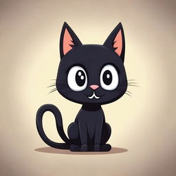 A simple black cat designed in a classic old-school cartoon style, with expressive features and a cheeky character.