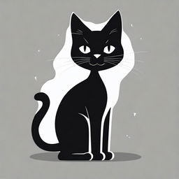 A simple black cat fashioned in a vintage black and white cartoon style, personifying playfulness and charm.