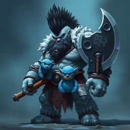A very tall and well-shaped ice Goliath Berserker, exuding an aura of power and resilience