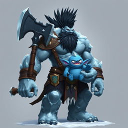 A very tall and well-shaped ice Goliath Berserker, exuding an attractive and powerful presence