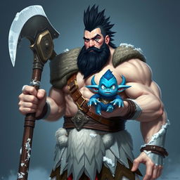A very tall and well-shaped ice Goliath Berserker, exuding an attractive and commanding presence
